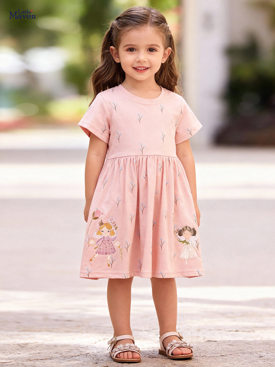 Robe de fille, nouvelle robe pour enfants d'été, jolie jupe pour enfants à dessin animé stylée