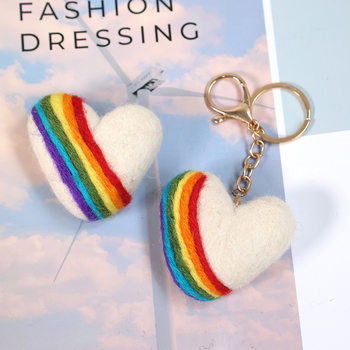 ins style wool felt cute three-dimensional rainbow love brooch keychain bag hanging clothing accessories hanging pendant