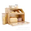 Bamboo bread box acrylic transparent double layer large capacity bread storage box wholesale kitchen dustproof sealed box