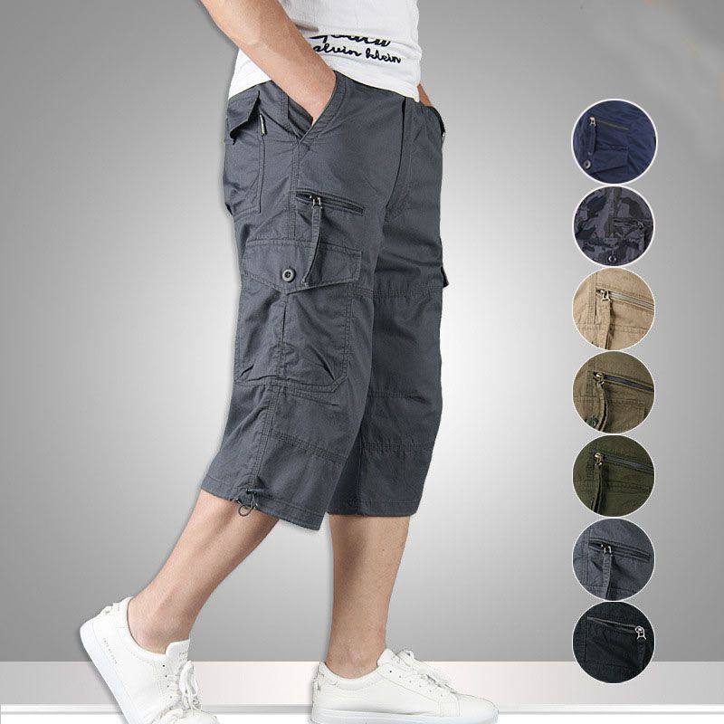 wholesale cropped pants men's overalls mid-pants men's loose...