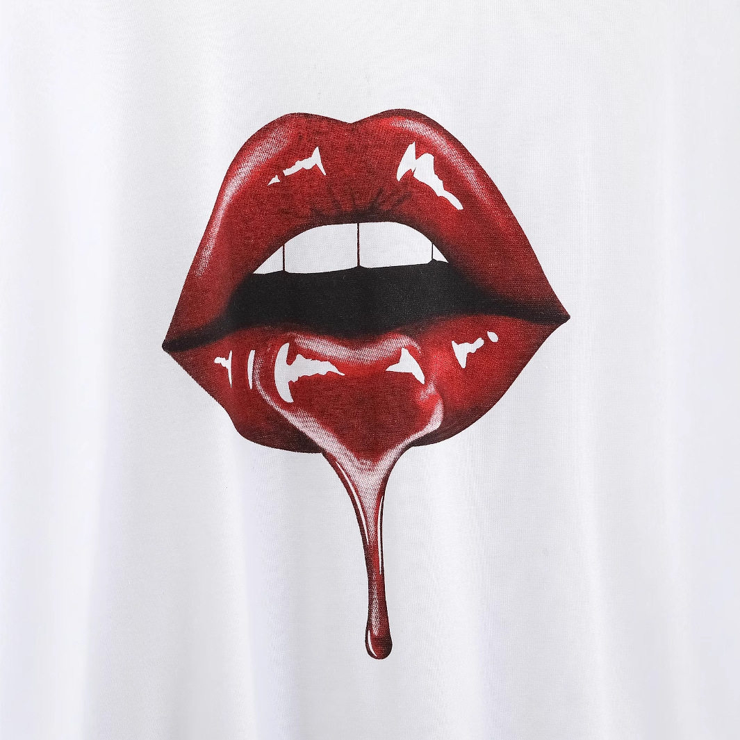 Casual Graphic T Shirt Sexy Lip Print Versatile Style Comfortable Fabric Perfect for Everyday Wear Ready to Ship