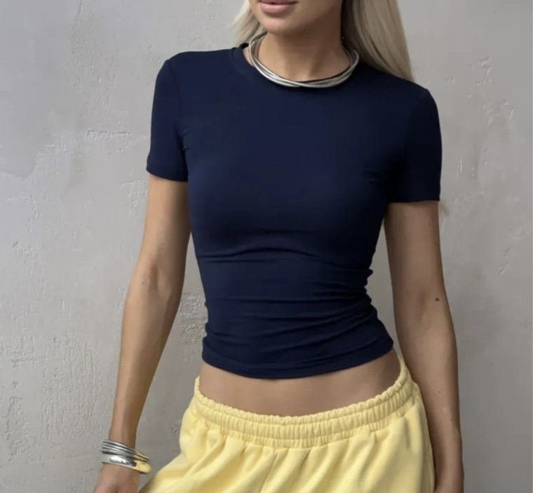 跨境打底修身短袖t恤女韩版新款外贸ins显瘦短款时尚上衣女潮批发