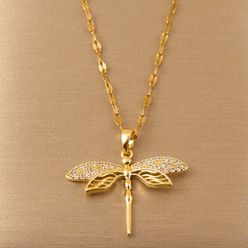 Light Luxury Stylish Cut Out Dragonfly Micro-paved Zircon Collarbone Necklace for Women