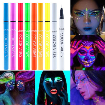 Cross-Border Color Fluorescent Eyeliner European and American Painting Face Nightclub Makeup Body Painting Pen Quick-Drying Eyeliner in Stock