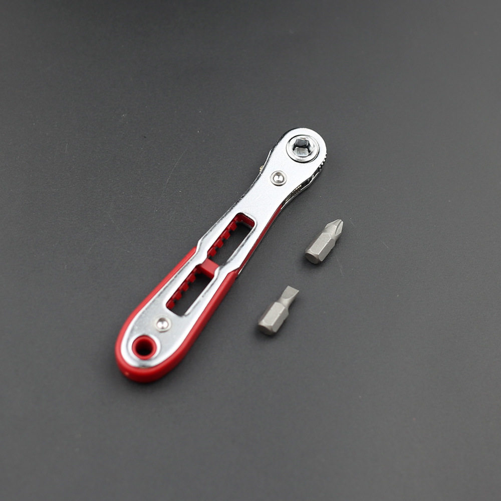 超薄平头双向棘轮螺丝刀套装弯头直角批头套筒工具狭窄用手动