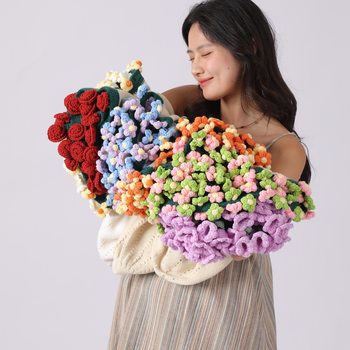 ✅ Rose Bouquet Blanket, Finished Product, Eternal Flower Nap Blanket, Hand-Knitted Yarn Flower Blanket, Flower Blanket