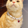 Amazon Pet Diamond Necklace Heart Pearl Pet Collar Dog Pendant Cat Neck Pet Jewelry