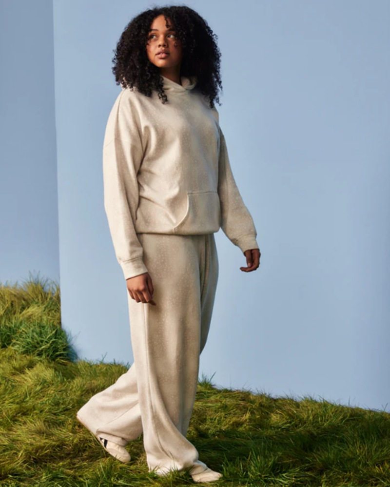 Womens Casual Hooded Long Sleeve Top and Wide Leg Pants Set Solid Color Autumn Winter Fashion Wholesale Available