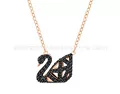 Double-sided hollow swan rose gold necklace