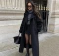 Black long coat 1200g