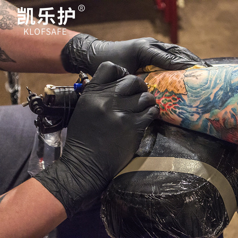 Kailer Disposable Gloves Black Nitrile Rubber Laboratory Waterproof Oil-Resistant Labor Protection Tattoo Beauty Food Grade