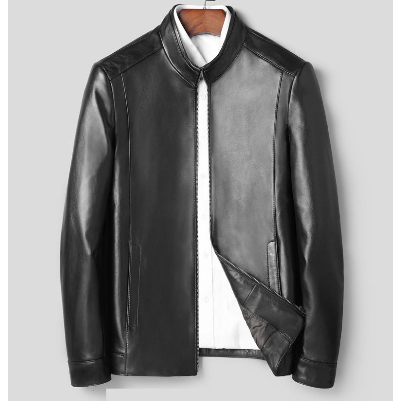 Áo Da Nam Chất Liệu Da Bò Dáng Ôm Hàng Mùa Xuân Thu Đông Trung Niên