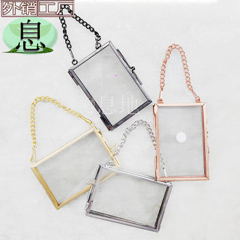 Pt Mini D Pendant Geometric Welding Simple European Style Gold Silver Black Red Copper Copper Dried Flower Clip Metal Photo Frame Factory