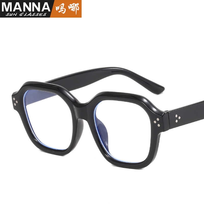 Plain new large frame glasses frame artistic box multi-Border blue light glasses classic satin decorative plain glasses