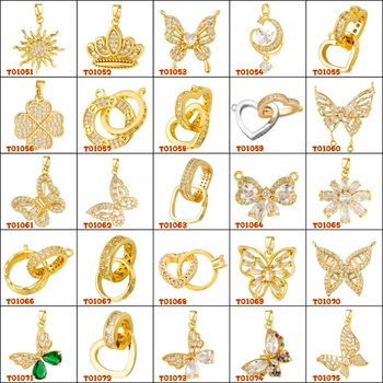Online Celebrous Live Explosions Fashion Free-fitting Copper Micro-inlaid Zircon Double-ring Pendant Women's All-match Diy Accessories Without Chain