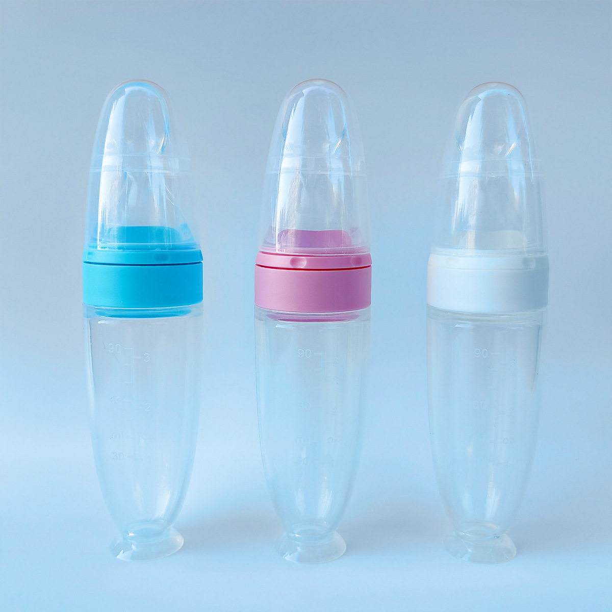 Infant Suction Cup Rice Cereal Bottle 90ml Squeeze Spoon Feeding Soft Spoon Children's Tableware Food-Grade Silicone Rice Cereal Bottle