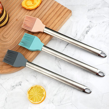 Stainless steel handle silicone barbecue brush high temperature resistant continuous hair easy to clean silicone oil brush baking essential oil brush