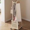 Cream-Style Full-Length Mirror, Rotating Dressing Mirror, Fitting Mirror, Mobile Floor-Standing Clothes Rack, Floor Mirror, Integrated Coat Rack