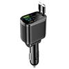 Car Charger Supports Fast Charging, Comes with Retractable Cable, One-To-Five Digital Display Cigarette Lighter, Universal Cross-Border