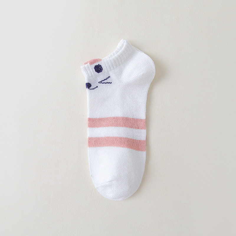 袜子女卡通短袜可爱动物运动女袜春季潮流船袜不掉跟隐形女士棉袜