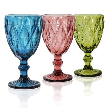 European Embossed Red Wine Glass, Colored Glass, Thickened Juice Tall Wine Glass, Retro Glass, Red Wine Glass