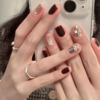 Hand-worn Armor Autumn and Winter Advanced Sense Cat's Eye Bursting Magic Mirror Skumping Color White Christmas New Year Red Nail Art Patch