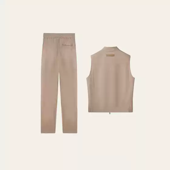 Spring New Fashion Versatile Old Money Style Men's Simple High-Quality Solid Color Design Loose Vest Set
