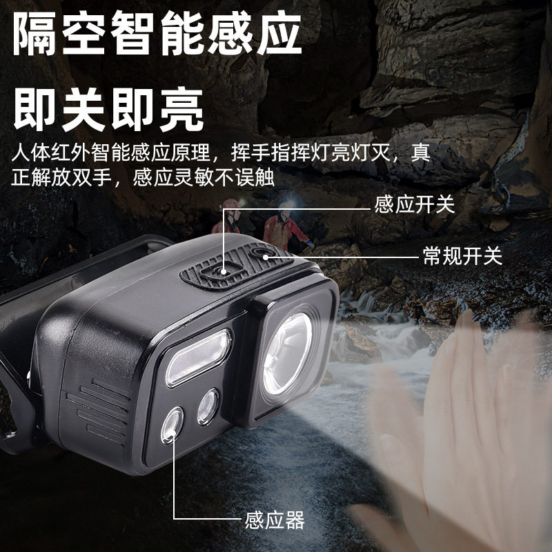 Induction Headlight Strong Light USB Charging Headlight Night Lighting Flashlight Led Outdoor Head-Mounted Night Fishing Headlight