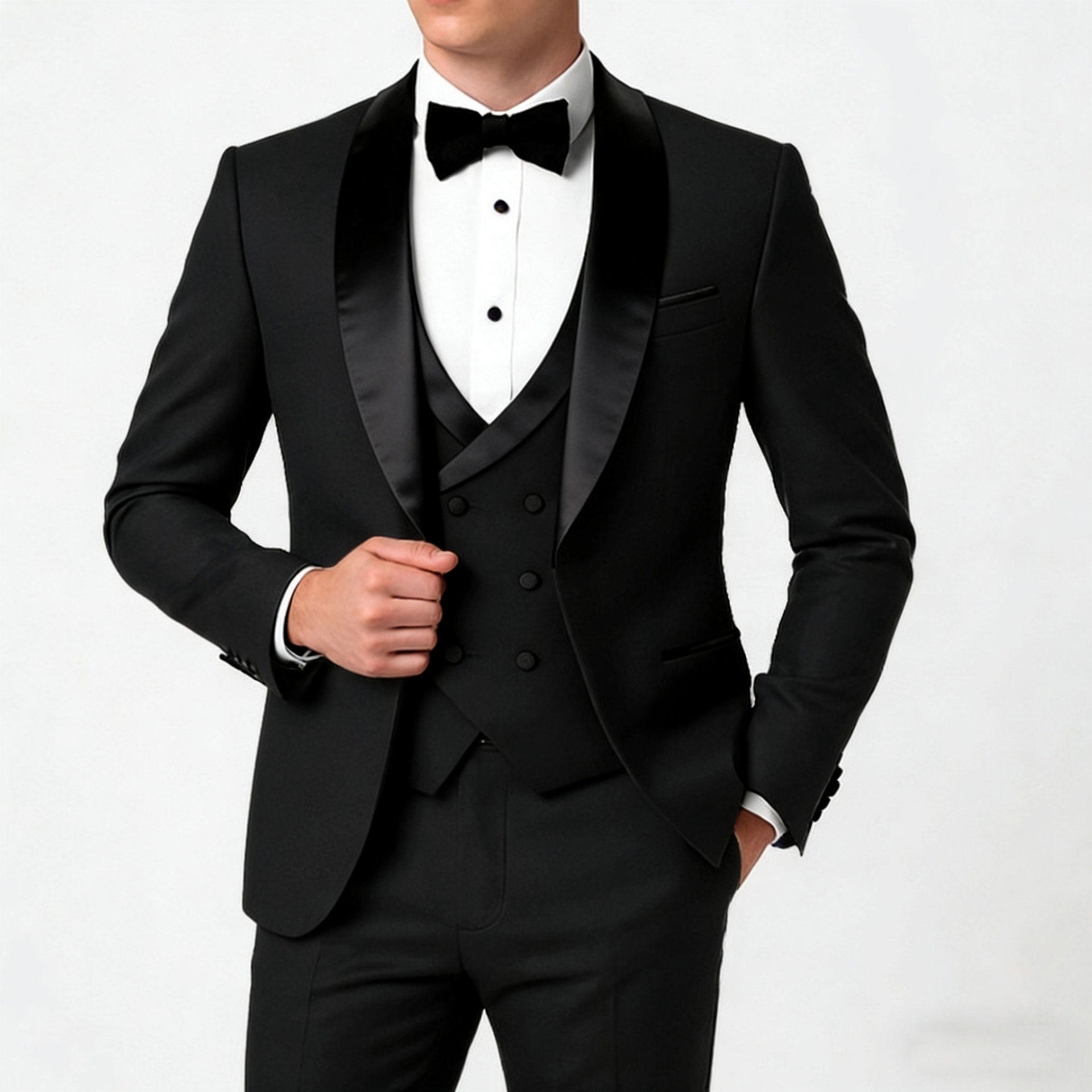 men's three-piece suit, lapel color matching suit, banquet party