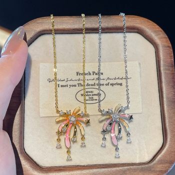 Romantic Fireworks Enamel Fireworks Necklace for Women, Light Luxury Niche High-End Design Pendant Accessories Clavicle Chain Jewelry