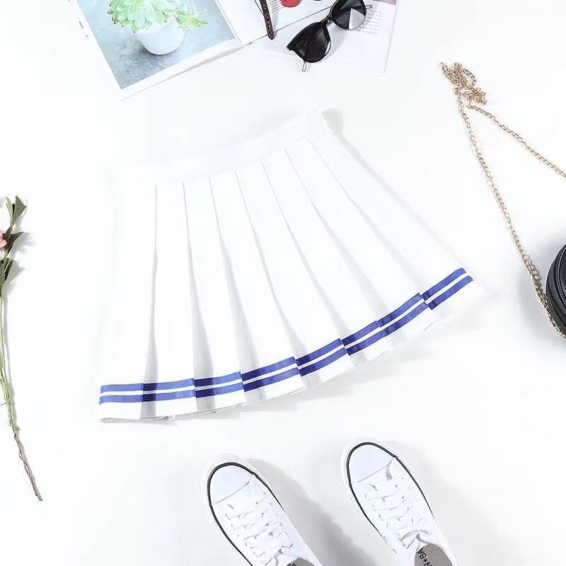 Pleated Skirt for Women High Waist A Line Elastic Waistband Korean Style Spring Summer Plus Size School Uniform