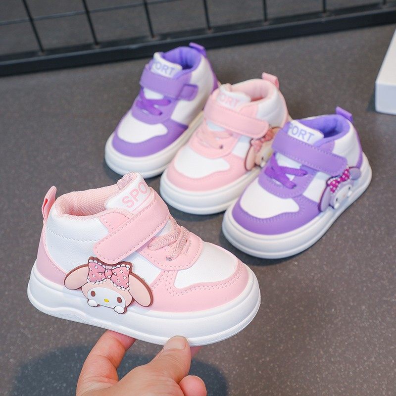 Baby Toddler Shoes Mid-top Board Shoes Breathable Wear-resistant Girls' sneaker Children's Casual Shoes Cartoon Flat Shoes Children's Shoes