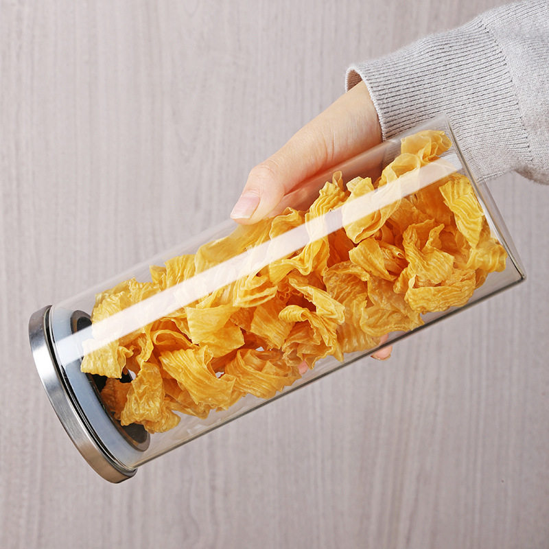 Glass Storage Jar Glass Jar Kitchen Sealed Storage Jar Stainless Steel Cover Borosilicate Transparent Storage Jar with Lid