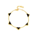 Golden four-leaf clover black shell bracelet 17+5cm