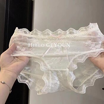 Sexy pure desire style lace underwear women's seamless scheming mesh underwear pure cotton high elastic mid-waist women's briefs