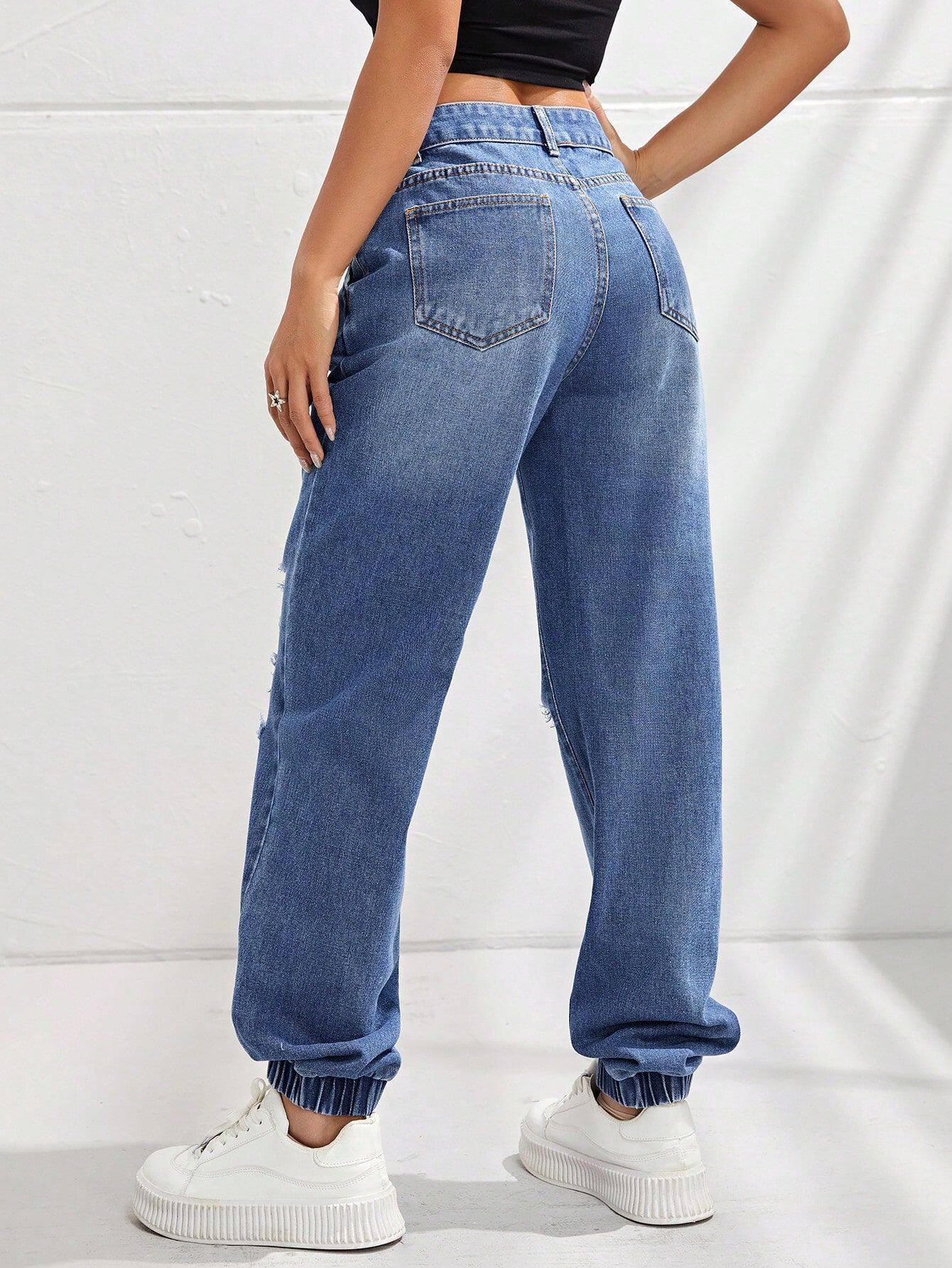 High Waisted Slim Fit Ripped Jogger Jeans Stylish Comfortable Trendy Casual Wear for Women Wholesale Available