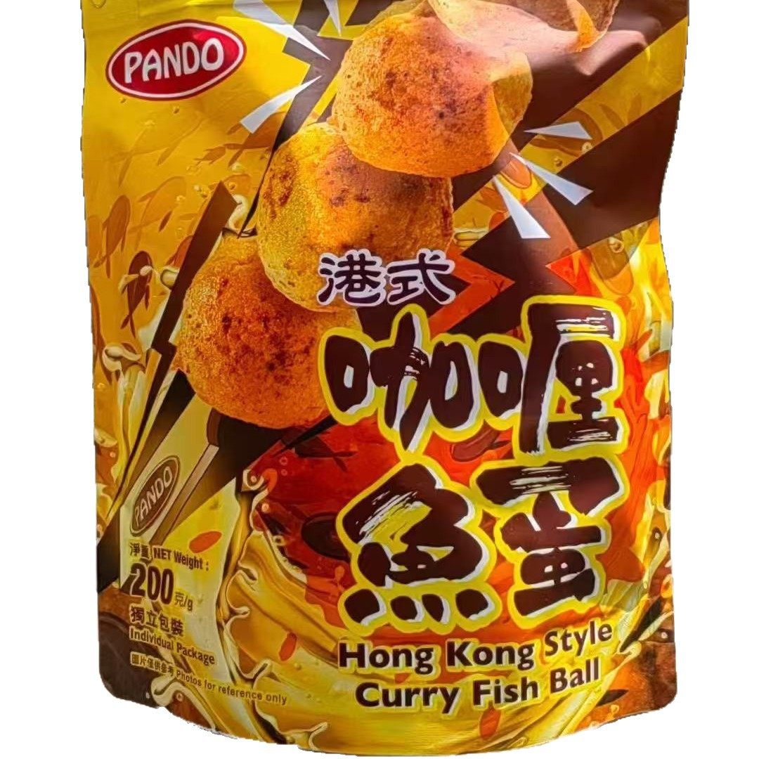 Wholesale Casual Snacks Pandora Hong Kong Version Ready-To-Eat Hong Kong Style Curry Fish Balls 200g 24 Packs/Box