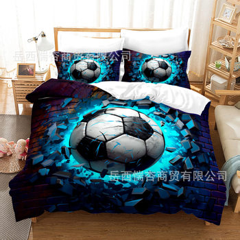 AliExpress Amazon ebay sports basketball football quilt cover bedding sheets 3d foreign trade three-piece set