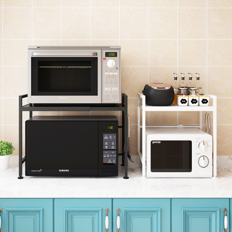 Retractable Microwave Oven Rack Countertop Two-Layer Oven Rack Rice Cooker Double-Layer Storage Rack Kitchen Storage Rack
