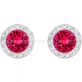 Red crystal roman white gold stud earrings