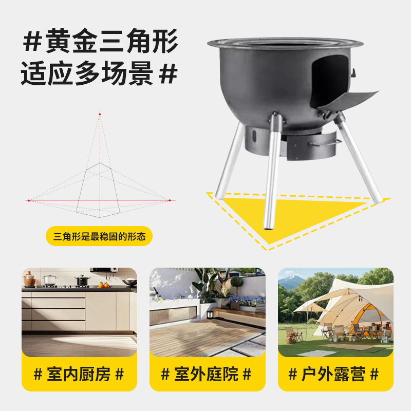 Firewood Stove Household Mobile Integrated Thickened Firewood Stove Outdoor Stove Convenient Floor Cooker