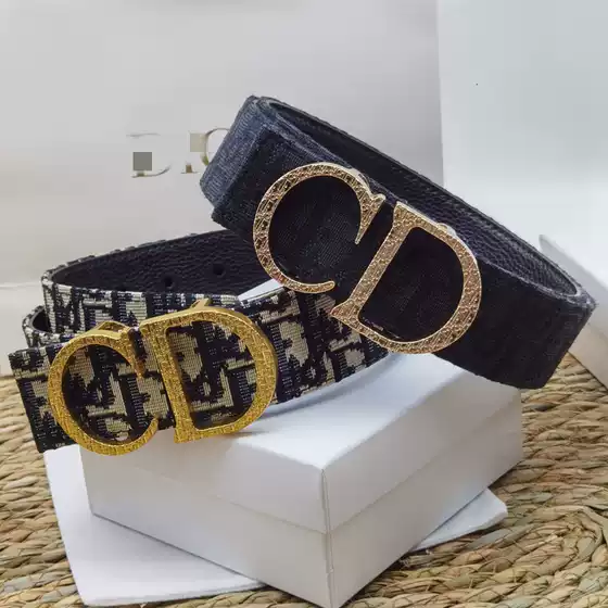 New Style Cd Embossed Buckle Genuine Leather Belt for Men, Plain Top-Layer Cowhide, Trendy Versatile Casual Business Men's Belt