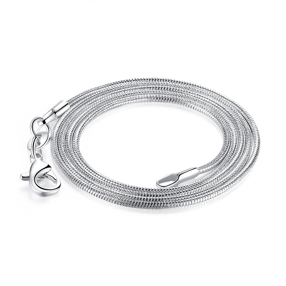 1MM Snake Bone Chain Wholesale Silver Plated Snake Chain Hot Selling Silver Jewelry European and American Women's Collarbone Necklace Cross Border New Accessories Factory