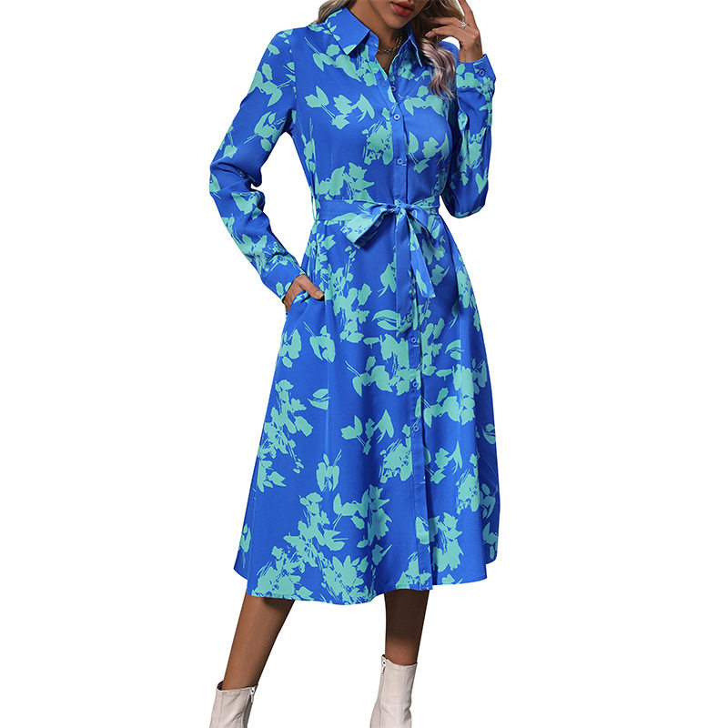 Long Sleeve Printed Dress European and American Style Fall Collection Wholesale Available custom packaging
