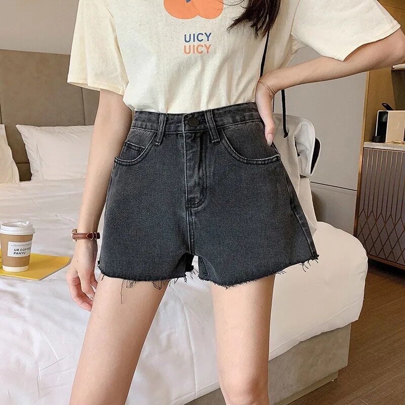 High Waisted Wide Leg Denim Shorts for Women Chic Korean Style Slim Fit Summer Fashion Low MOQ Ready to Ship