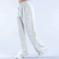 White wide leg pants with drawstring