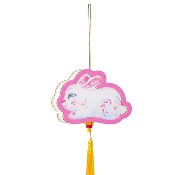 Wood carving children DYI handmade mid-autumn electronic portable lamp painting kindergarten Jade Rabbit Lantern lantern handmade antique