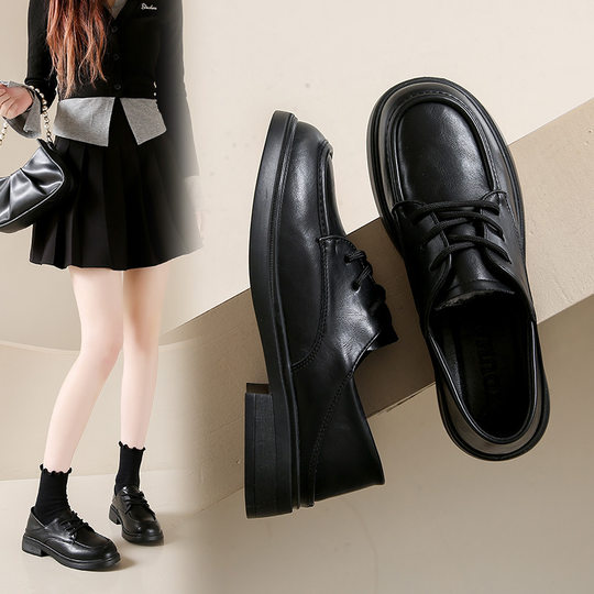 Mei Manlin British Style Soft Bottom Lace-up Small Leather Shoes New Retro Two-wear Single-layer Shoes Women's Thick Bottom Loafers