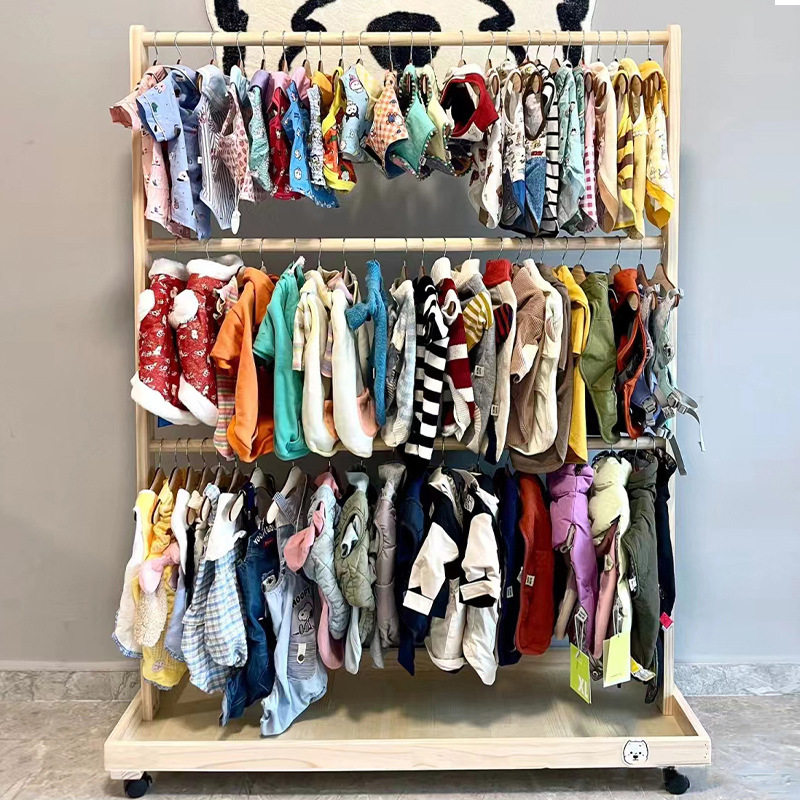 Solid Wood Hanger Pet Hanger Dog Bedroom Floor Small Wardrobe Indoor Storage Kitten Household Pole
