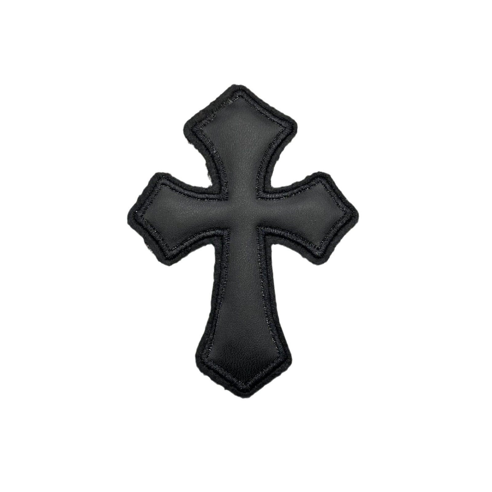 New European and American black retro cross embroidery embroidery logo sewing leather logo clothing textile fashion accessories cloth stickers
